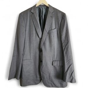 Ermenegildo Zegna Blue & Black Italian Wool & Silk Blend Check Jacket Size 48L